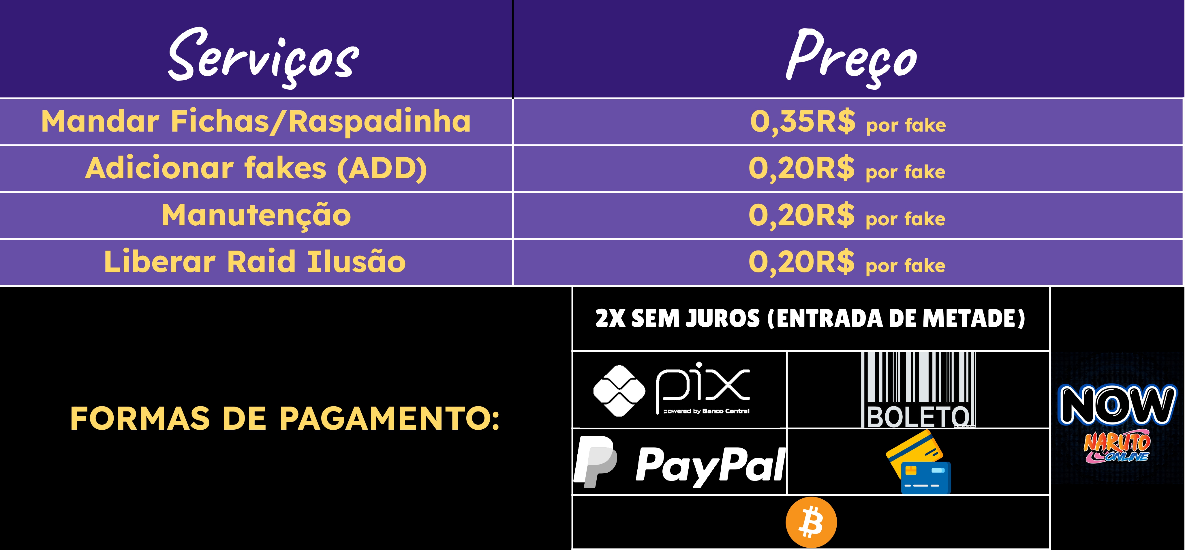 Tabela de Serviços